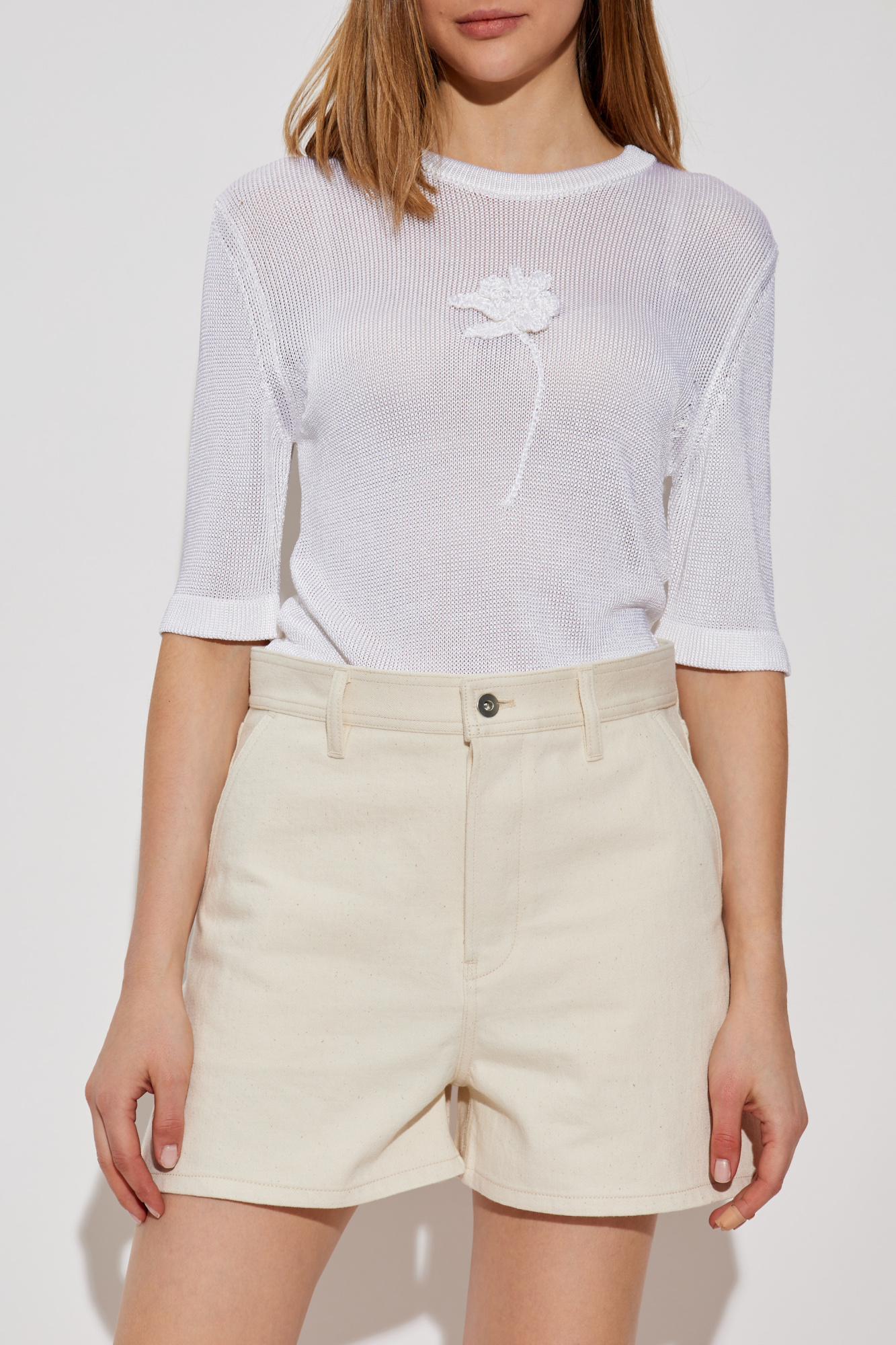 Tシャツ・カットソー JIL SANDER Women Tops J03GC0138J18344 103 WHITE White Knitted top JIL SANDER - Vitkac AS